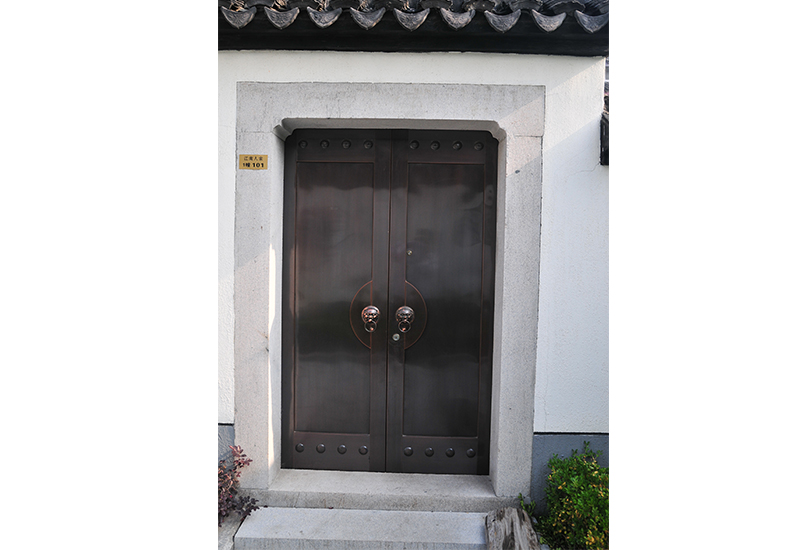 中式铜门。中式仿铜不锈钢门、中式镀铜不锈钢大门