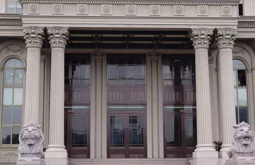 旋转铜门，旋转镀铜不锈钢门，旋转不锈钢仿铜门